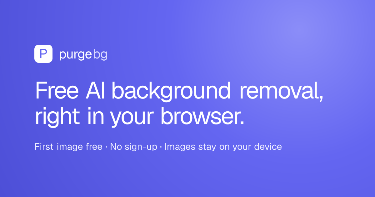 Screenshot of Purgebg, Browser-based background remover that keeps your photos on your device